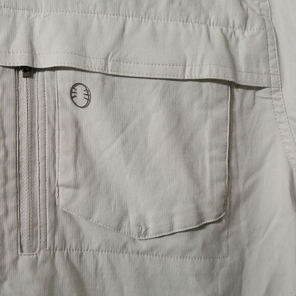 Coleman lightweight light gray  vented multi pocket button down shirt Sz L EUC - Picture 5 of 8